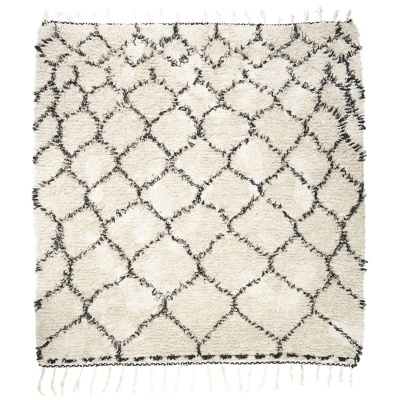 Tapete Zena, algodão, branco/preto, 180x180