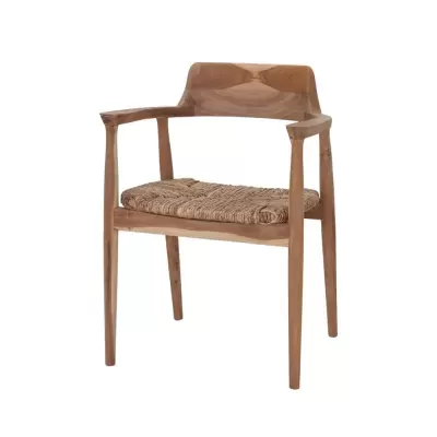 Cadeira com braços madeira teca e fibras naturais Mandalay