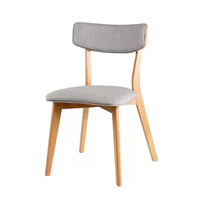 Cadeira estofada cinza em madeira carvalho Anais