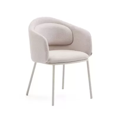 Cadeira com braços estofada chenille bege Mida