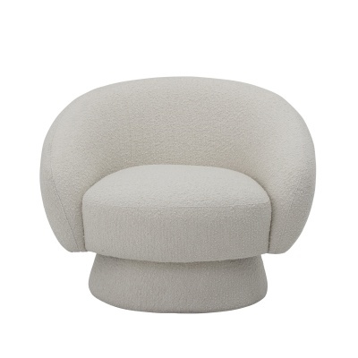 Poltrona Ted, estofada, bouclé, branco