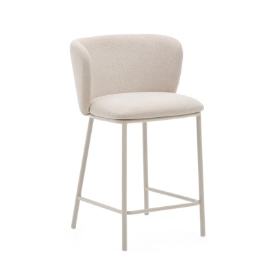 Cadeira alta Cilia, estofada, chenille, bege, 65cm