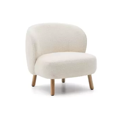 Cadeirão estofado branco madeira faia Ulitus