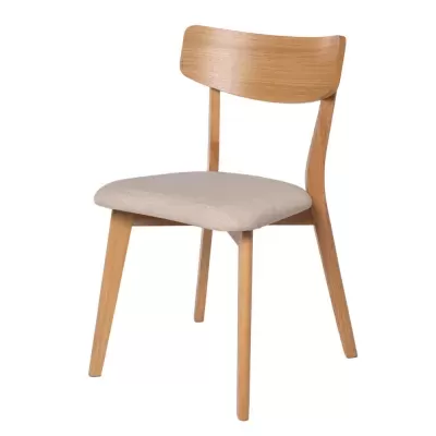 Cadeira estofada bege em carvalho Keira