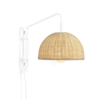 Aplique de Parede Giratório em Rattan Branco Dumilla