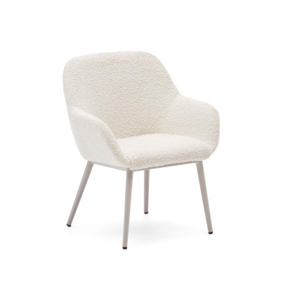 Cadeira Kenna, infantil, estofada bouclé, branco