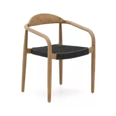 Cadeira com braços em acácia e assento em corda Mina