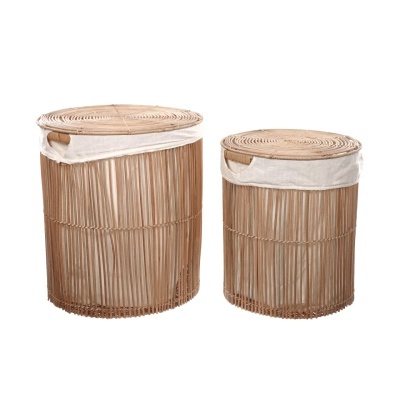 Cestos de roupa Diado, rattan natural, (Conj.2)
