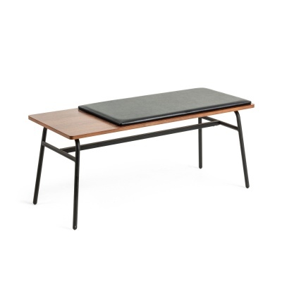 Banco Carab, nogueira/couro, 100x42