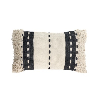Capa de almofada Agia, algodão, bege/preto, 30x50