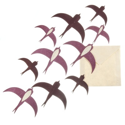 Andorinhas em papel Lokta, roxo