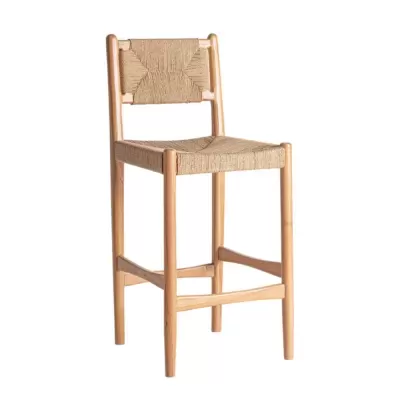 Cadeira alta madeira teca e corda de cânhamo Agia 68cm