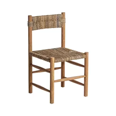 Cadeira em madeira teca e fibras naturais Manhula