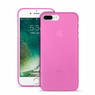 iPhone com capa protetora rosa translúcida em silicone