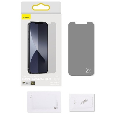 (Pack 2) Películas Protecção e Privacidade em Vidro Temperado Baseus Anti-Spy para iPhone 12 mini