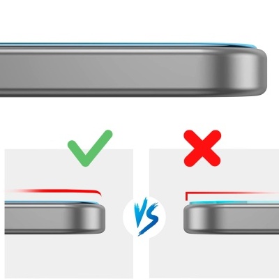Comparação lateral de smartphones com ecrã nivelado versus ecrã saliente