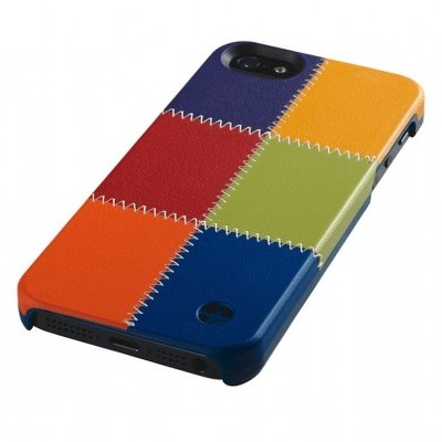 Capa colorida de couro sintético para smartphone com padrão quadriculado