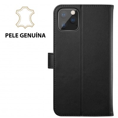 Capa Carteira Flip em Pele Genuína para iPhone 11 Pro Max Capa Carteira Flip em Pele Genuína para iPhone 11 Pro Max