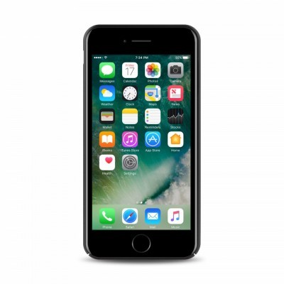 Smartphone preto com ecrã táctil exibindo aplicativos iOS