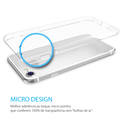 Capa transparente para smartphone com micro pontos para melhor aderência e transparência