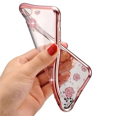 Capa Silicone Flower Bling para iPhone SE/8/7