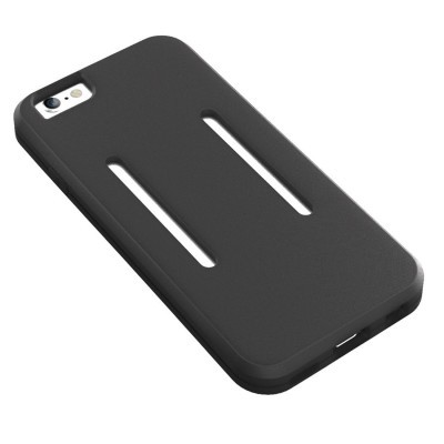 Capa protetora preta para smartphone com duas ranhuras verticais