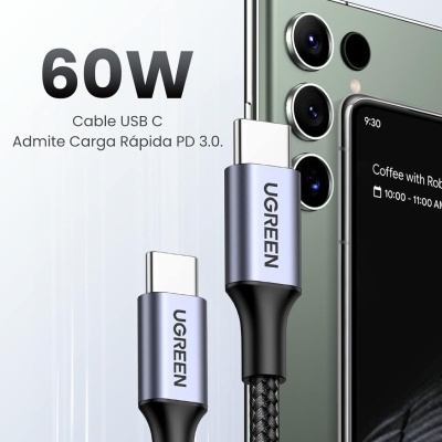 Cabo Nylon UGREEN 60W USB-C (1 m)
