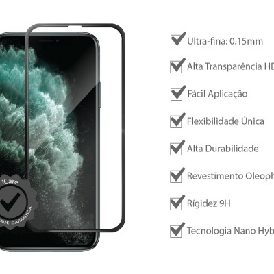 Película de Protecção Nano-Flex em Vidro Temperado Híbrido 5D Wozinsky para iPhone 11 Pro Max/XS Max Película de Protecção Nano-Flex em Vidro Temperado Híbrido 5D Wozinsky para iPhone 11 Pro Max/XS Max