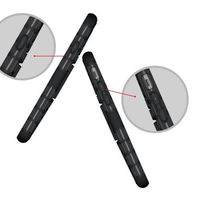 Capas protetoras pretas para telemóvel com textura e proteção de botões.