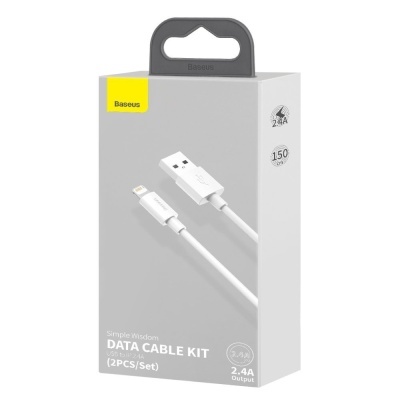 (Pack 2) Cabo Baseus 2.4A Lightning para USB (1,5 m) (Pack 2) Cabo Baseus 2.4A Lightning para USB (1,5 m)