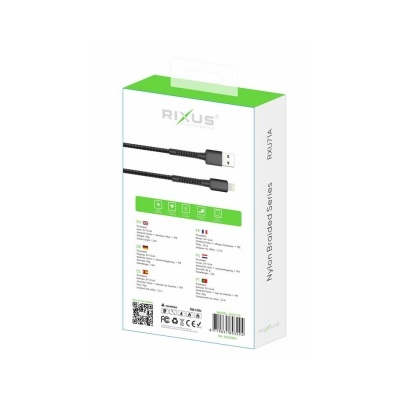 Cabo Nylon Trançado Rixus USB para Lightning (1,2m)