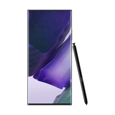 Smartphone com ecrã grande e caneta preta ao lado