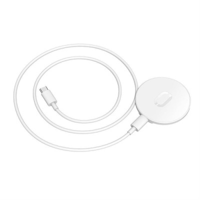 Carregador sem fios branco com cabo USB-C