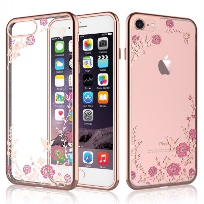 Capa Silicone Flower Bling para iPhone SE/8/7