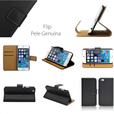 Capa Carteira Flip em Pele Genuína para iPhone SE/8/7 Capa Carteira Flip em Pele Genuína para iPhone SE/8/7