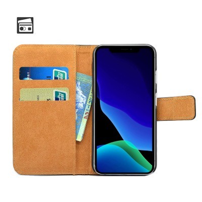 Capa Carteira Flip em Pele Genuína para iPhone 11 Pro Max Capa Carteira Flip em Pele Genuína para iPhone 11 Pro Max