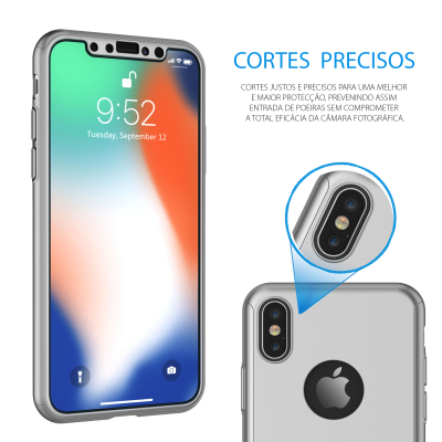 iPhone X/XS Capa Slim 360º + Vidro Temperado