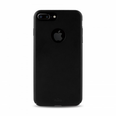 Capa protetora preta para iPhone com recortes para câmera e logo Apple