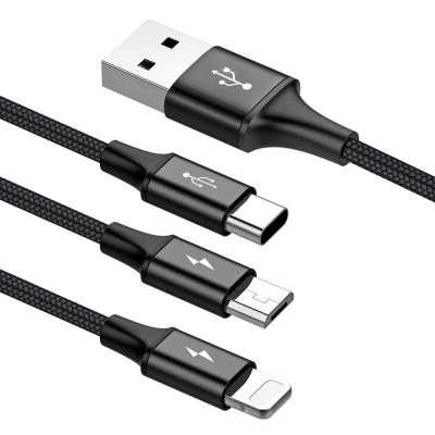 Cabo 3-em-1 Nylon Baseus Rapid - Lightning / USB-C / Micro-USB para USB