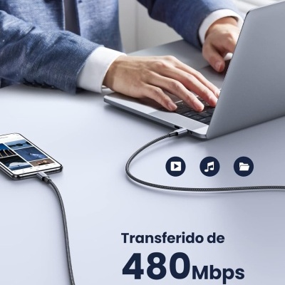 Cabo Nylon UGREEN 100W USB-C (1 m)