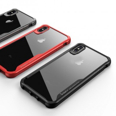 Capas transparentes para iPhone com bordas coloridas e texto iPaky CASE FOR IPHONE