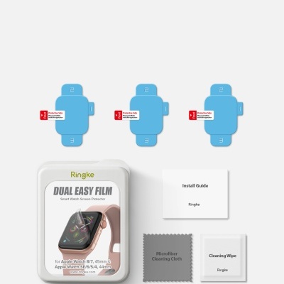 (Pack 3) Películas Ringke Dual Easy Film para Apple Watch Series 8/7/6/5/4/SE (40/41mm)