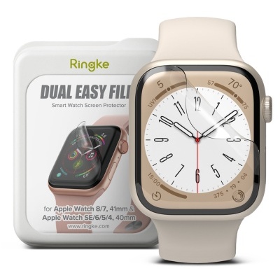 (Pack 3) Películas Ringke Dual Easy Film para Apple Watch Series 8/7/6/5/4/SE (40/41mm)
