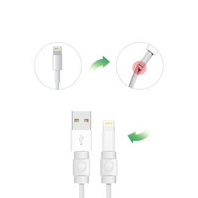 Cabo USB branco com conector Lightning e reforço flexível