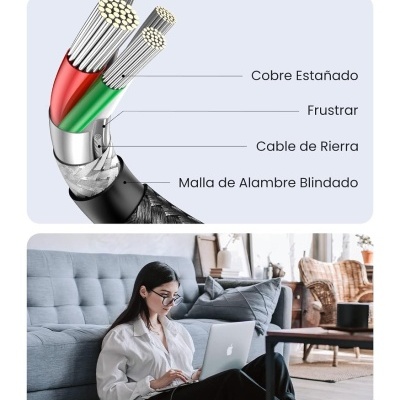 Cabo Nylon UGREEN 60W USB-C (1 m)