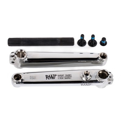 Braços de pedal cromados RANT Bangin' Cranks com parafusos e eixo preto