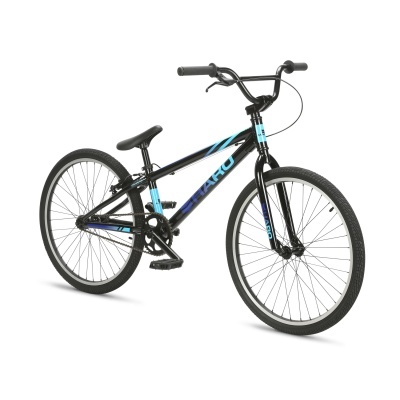 Bicicleta preta e azul Haro em fundo branco