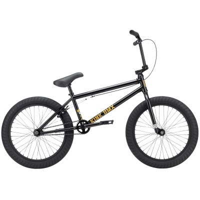 Bicicleta BMX preta com texto amarelo UNICORN no quadro