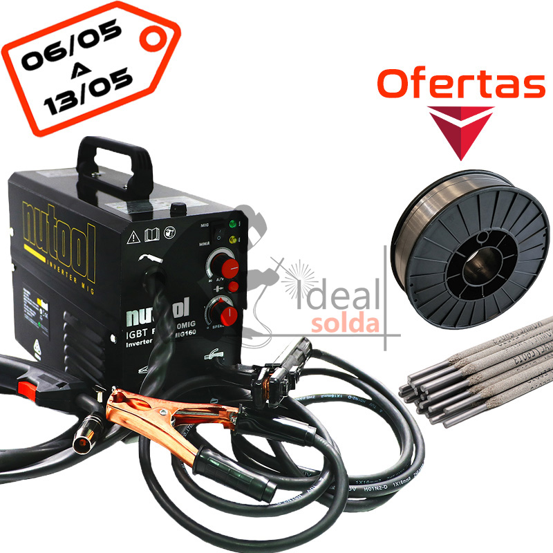 Nutool TechMig160 - Soldador a Fio sem gás e Eletrodo Nutool TechMig160 - Soldador a Fio sem gás e Eletrodo