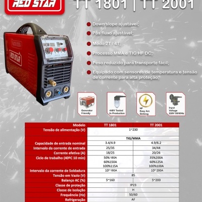 RedStar Máquina TIG DC TT1802 - 230V/180A
